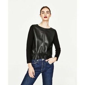 Zara Faux Leather Peplum Top